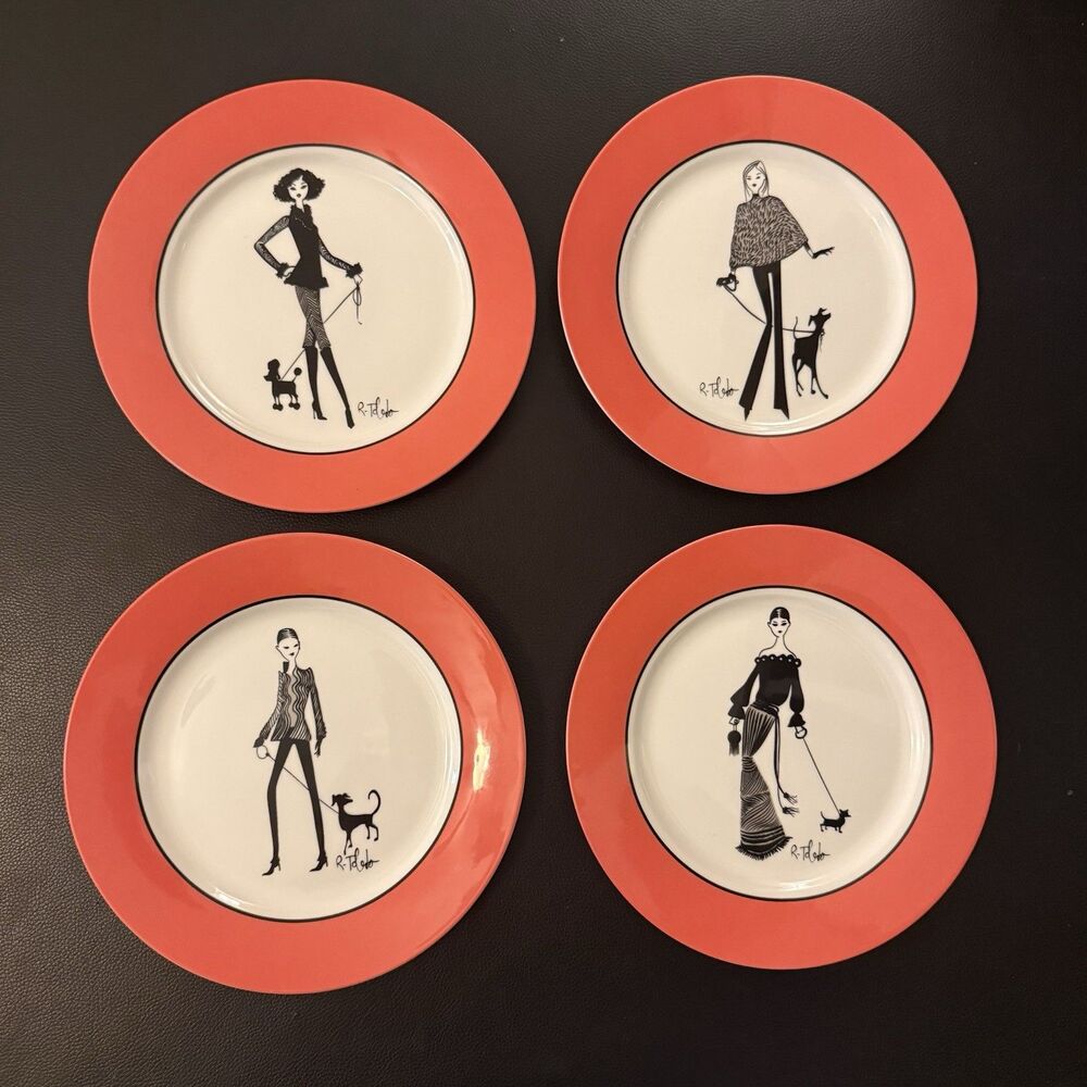 Ruben Toledo for Nordstrom Limited Edition 2002 Salad Dessert Plates Set 4 W Box